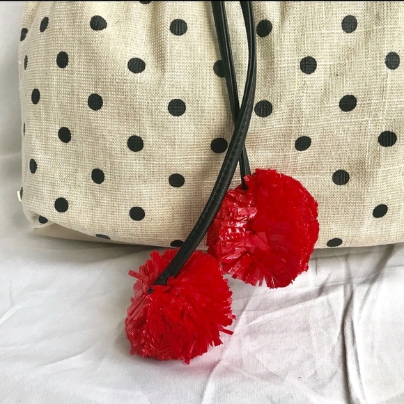 Polka Dot Drawstring Bag with Cherry Accent - Picture 3 of 6
